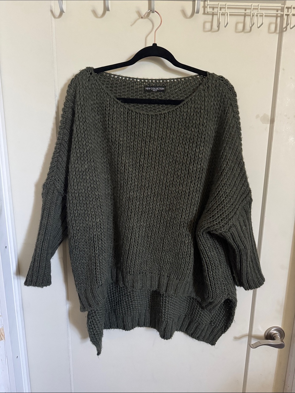 New Collection Olive Wool Blend Knit Sweater XL Made in Italy